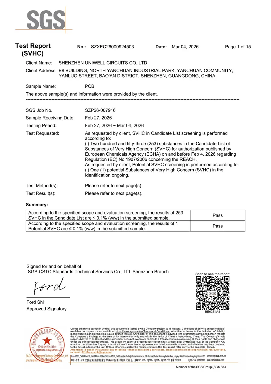 RoHS / REACH Certificaat